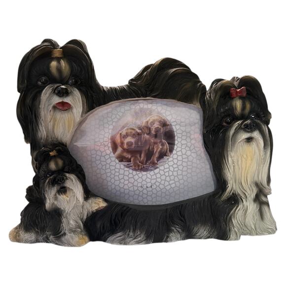 3D ShihTzu Dog Family Hand Painted Picture Frame Black White Hold 4x6 Photo NEW - Picture 11 of 15